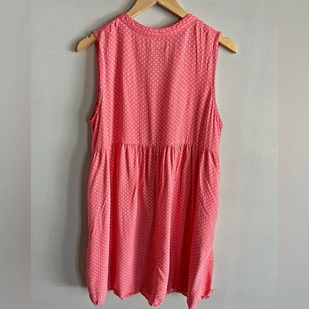 Old Navy Coral Boho Pintuck Sleeveless Dress Flowy Mini Women L